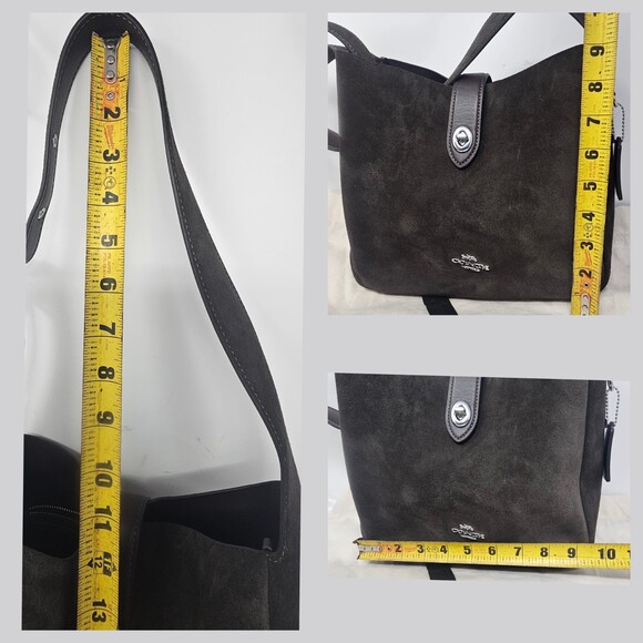 Coach Hadley Convertible Crossbody Shoulder Bag Suede Leather Brown Dust Bag - Picture 13 of 13